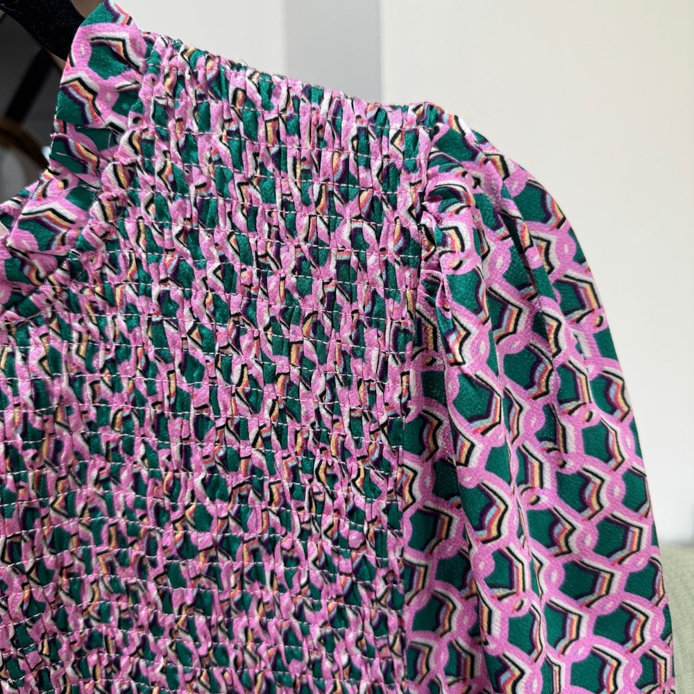 Pink and Green Geometric Midi Dress - Women